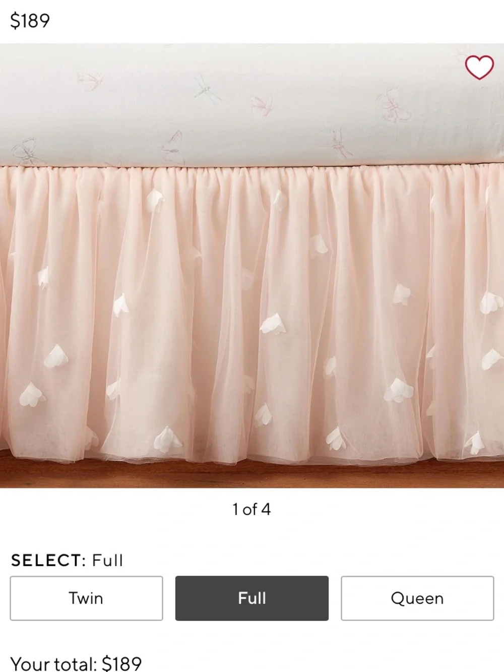 Monique Lhuillier Blush Pink Ethereal Bed Skirt Full